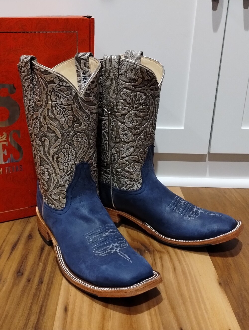 Rios of Mercedes Harris Leather Exclusive Royal Blue Wyoming Boots